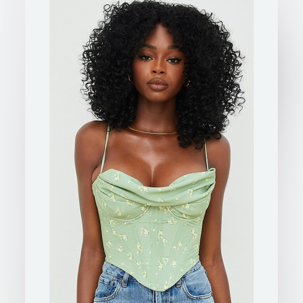 House of CB • OLIVE FLORAL DRAPED CORSET TOP XS